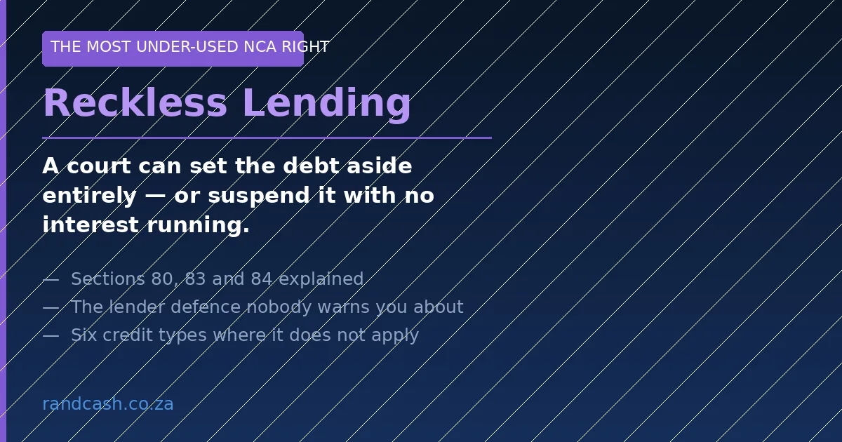 Reckless Lending: The NCA Right That Can Cancel a Debt Entirely